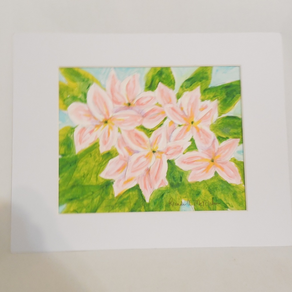 Hawaiian Plumeria Flowers HAND CRAFTED Watercolor Painting